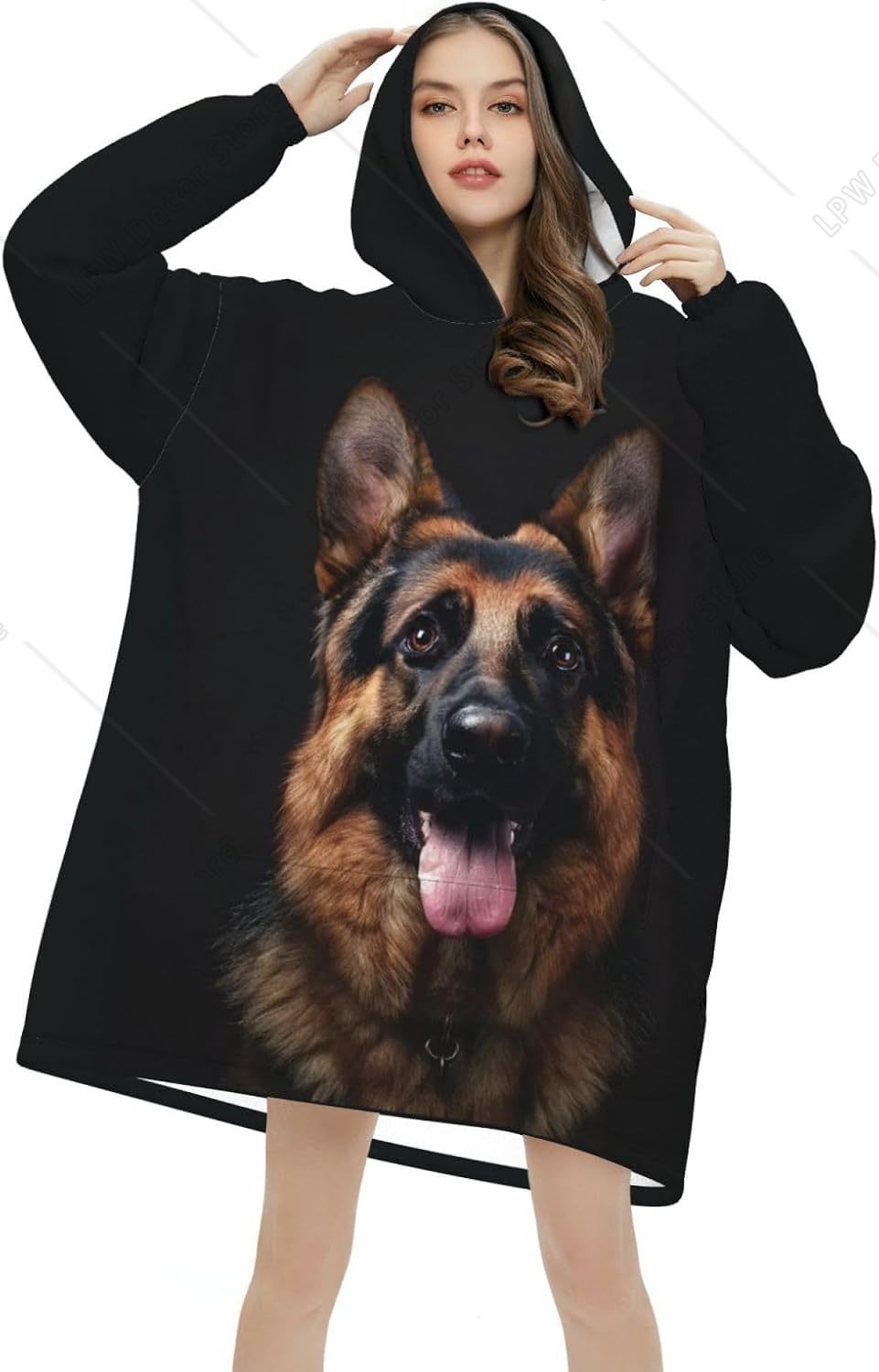 Sherpa Hoodie Fleece - Одеяло-худи для собак (немецкая овчарка) с