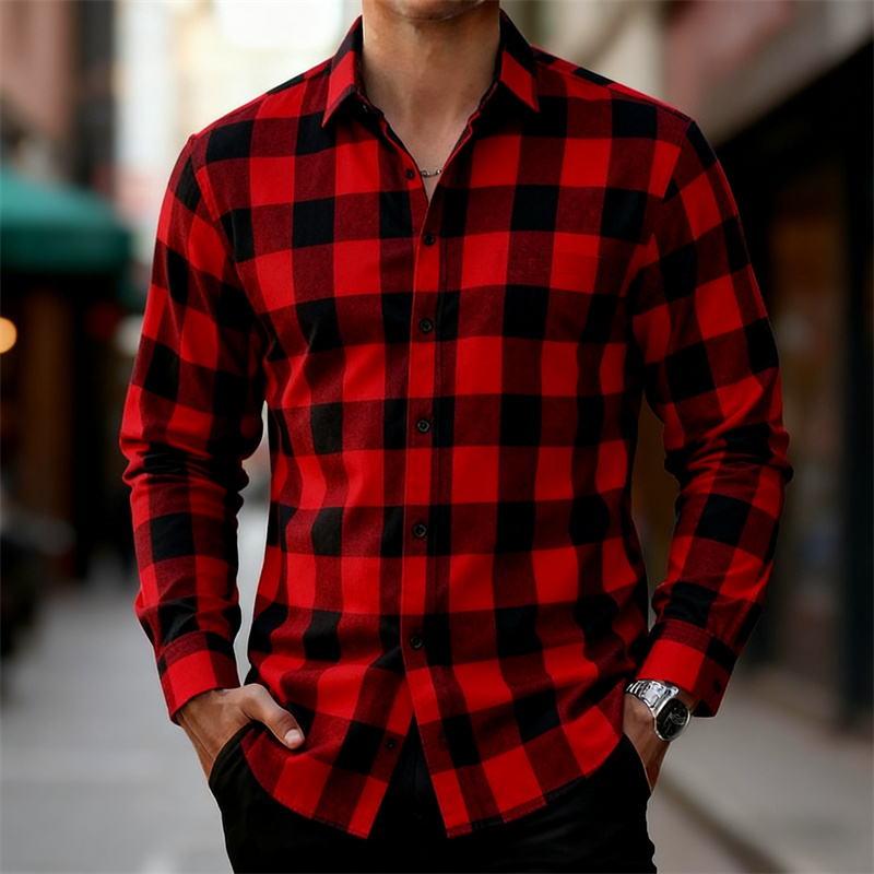 Flannel Shirt Lined - Мужская классическая рубашка с длинным рукавом