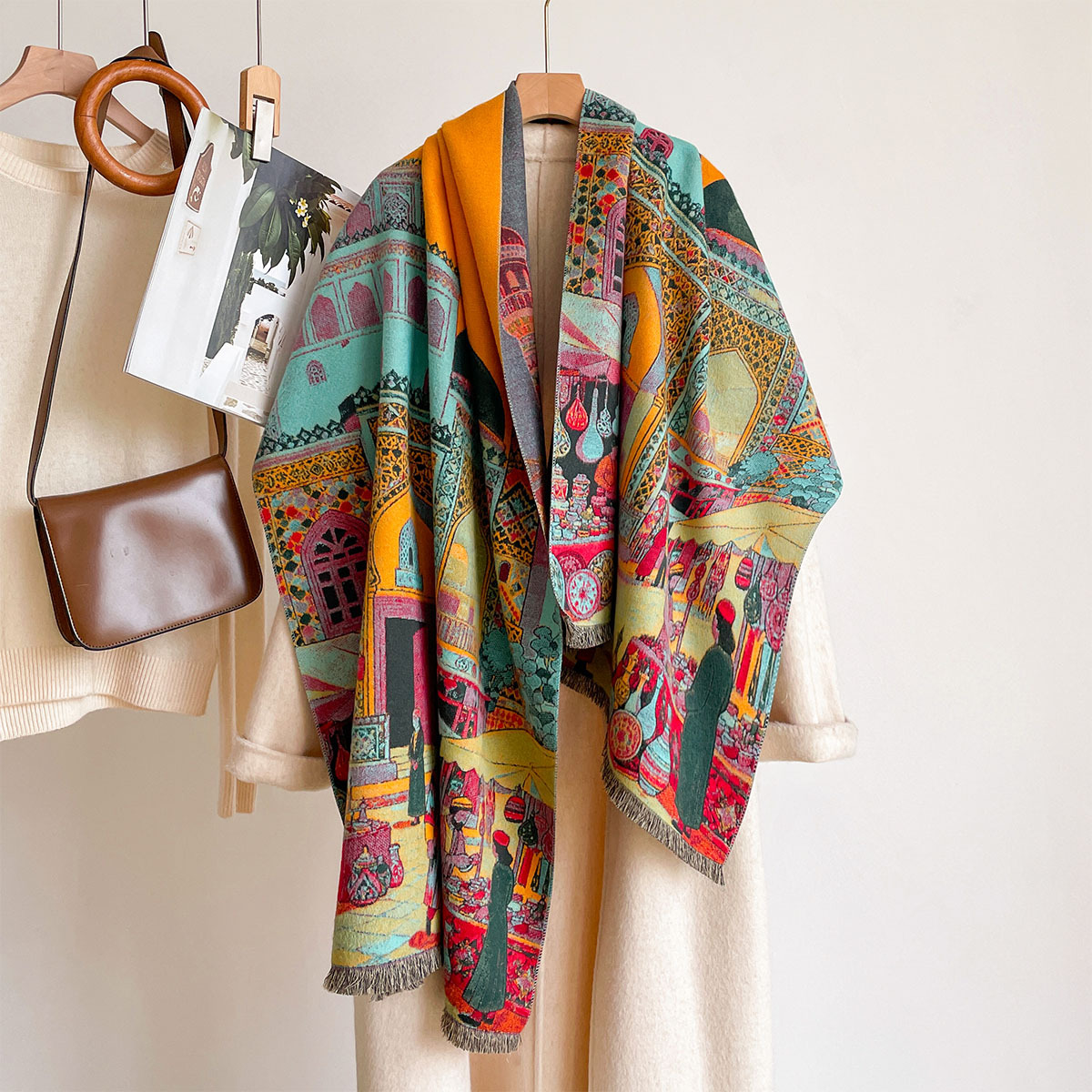 Shawl Wrap Winter - Женский шарф из искусственного кашемира, двусторонний