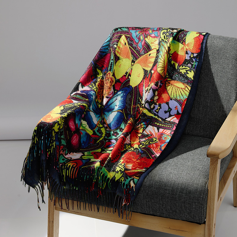Shawl Wrap Winter - Роскошный брендовый кашемировый шарф с картиной