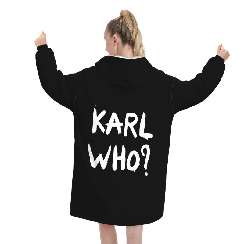 Karl Who Slogan Черное носимое – обзор и цена Sherpa Hoodie Fleece